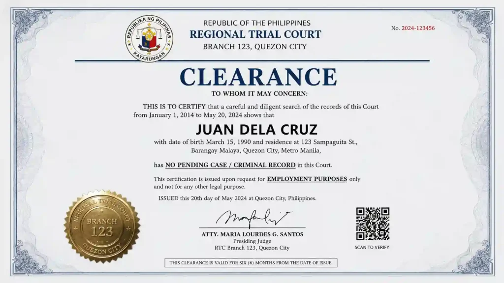 RTC Clearance Sample