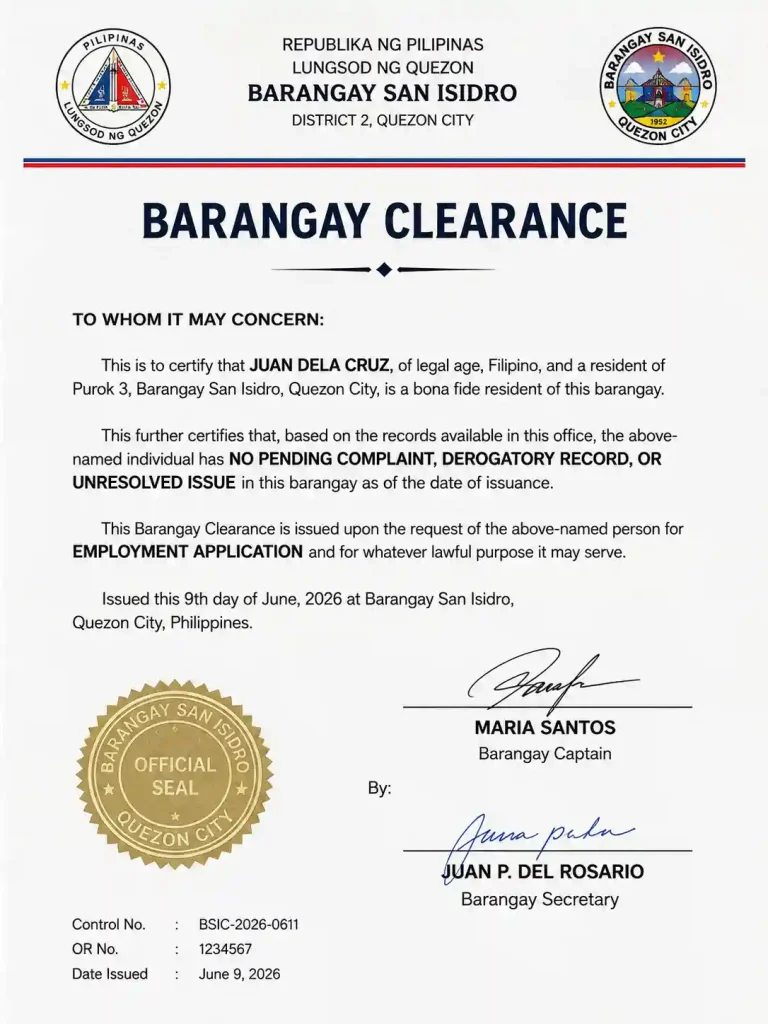 barangay sample