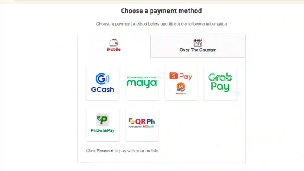 Choose Mobile Payment Method