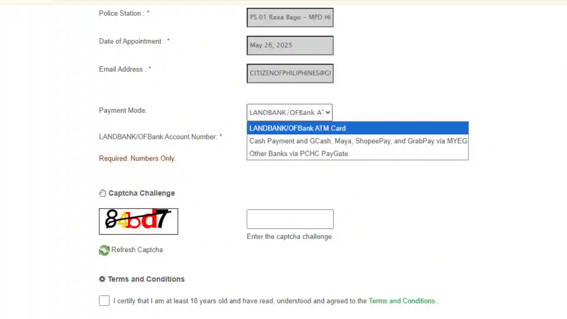 Choose Payment Type