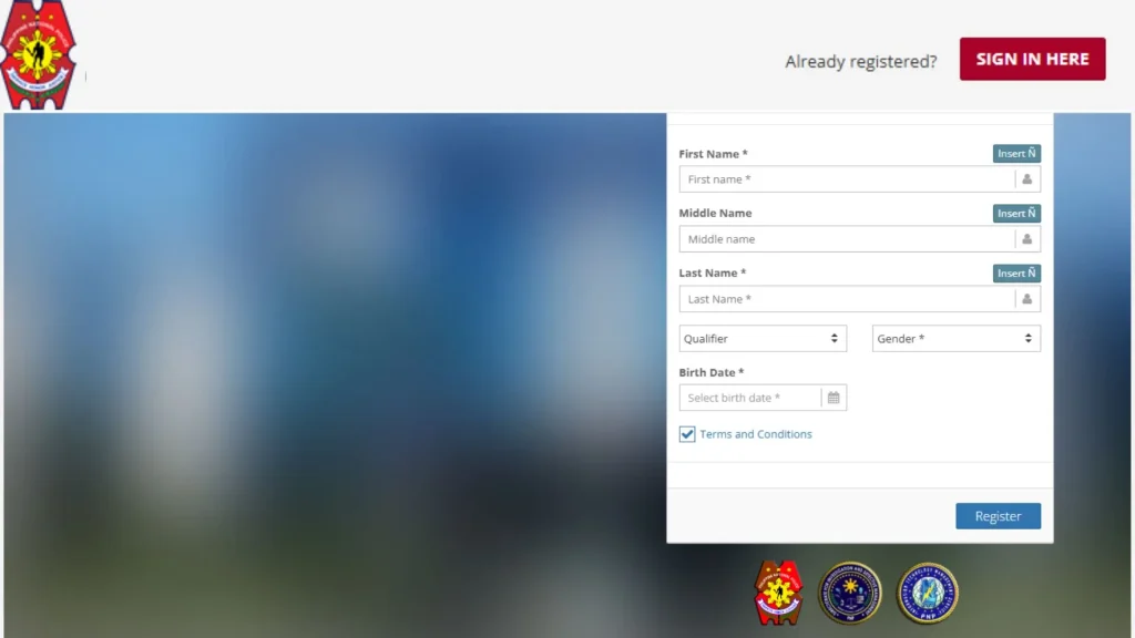 Register account for NPCS
