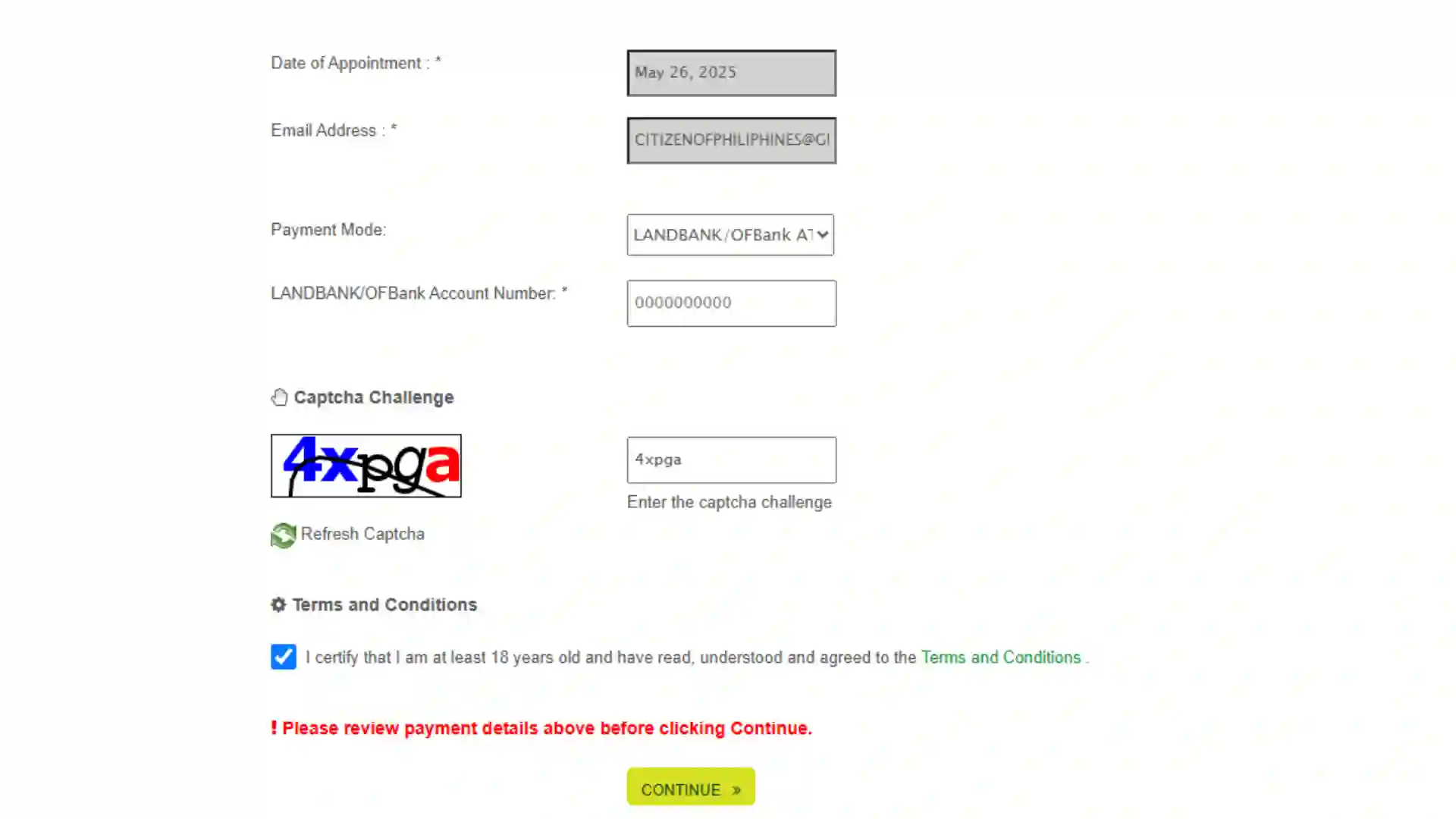 Review Payment