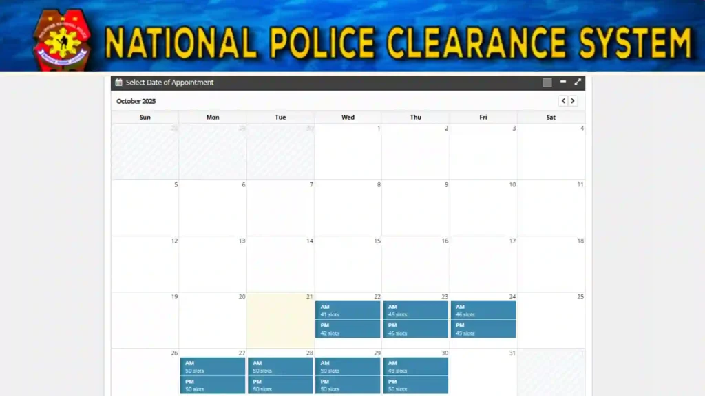 Select appointment Date