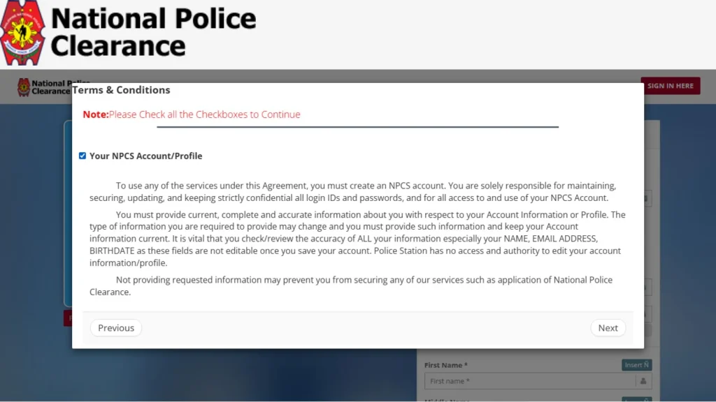 click terms and conditions