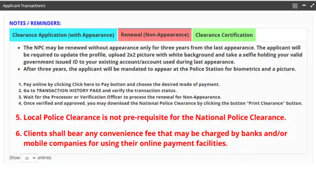 type of renewal clearance